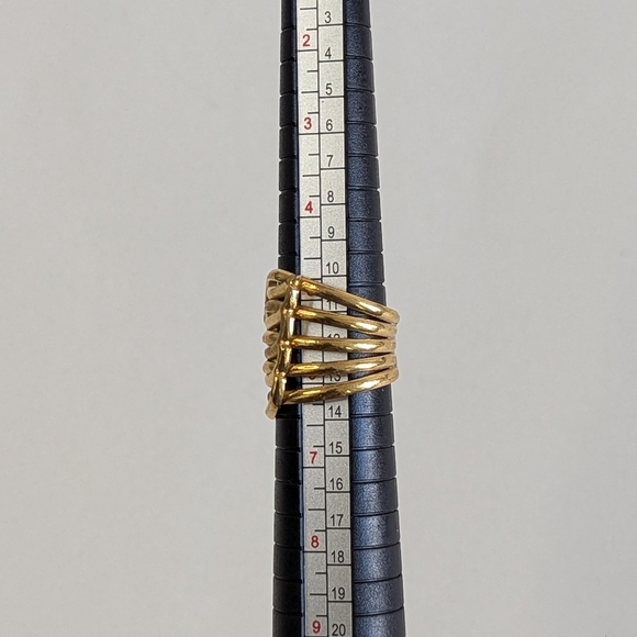 Stacked Intertwining Multi-Row Open Shank Waves Ring Gold - sz 5½ - Picture 8 of 8